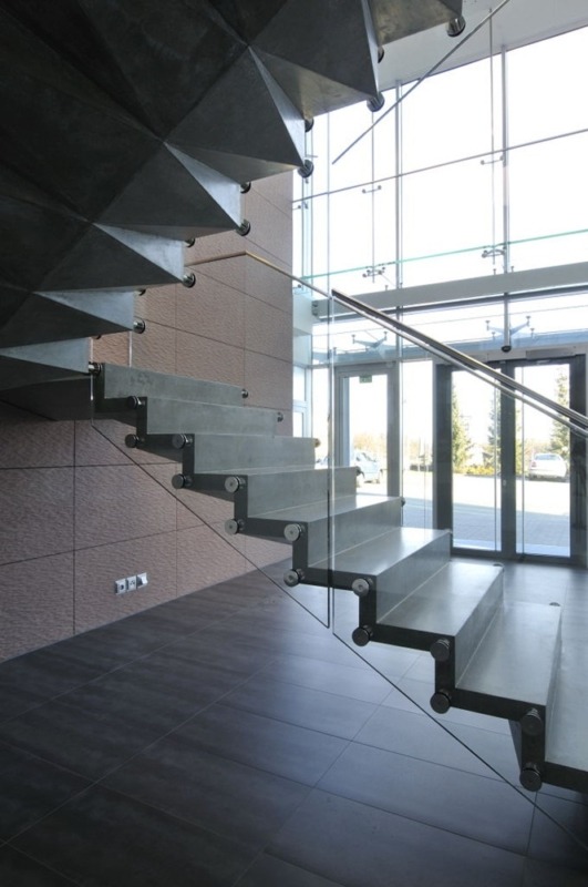 Concrete staircase with a central bearing structure