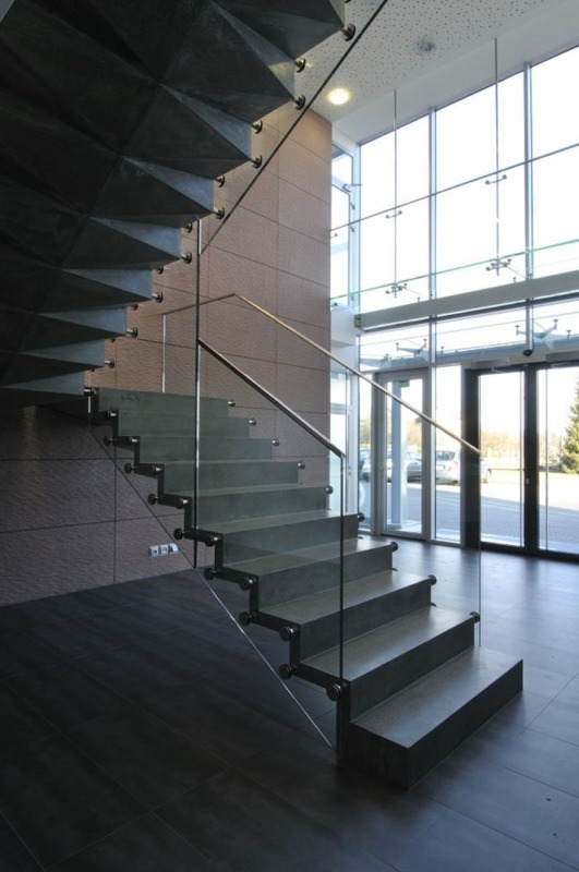 Concrete staircase with a central bearing structure