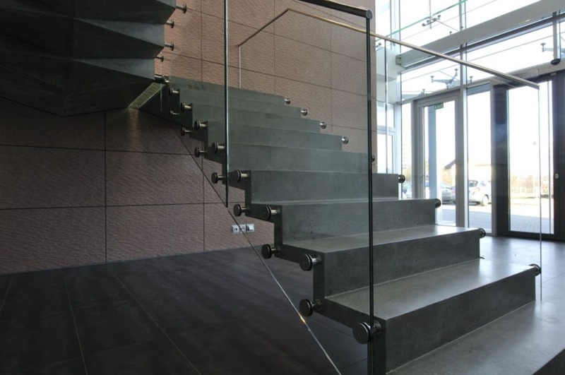 Concrete staircase with a central bearing structure
