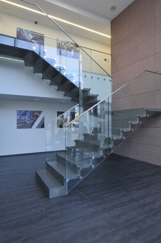 Concrete staircase with a central bearing structure