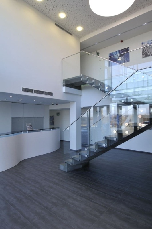 Concrete staircase with a central bearing structure