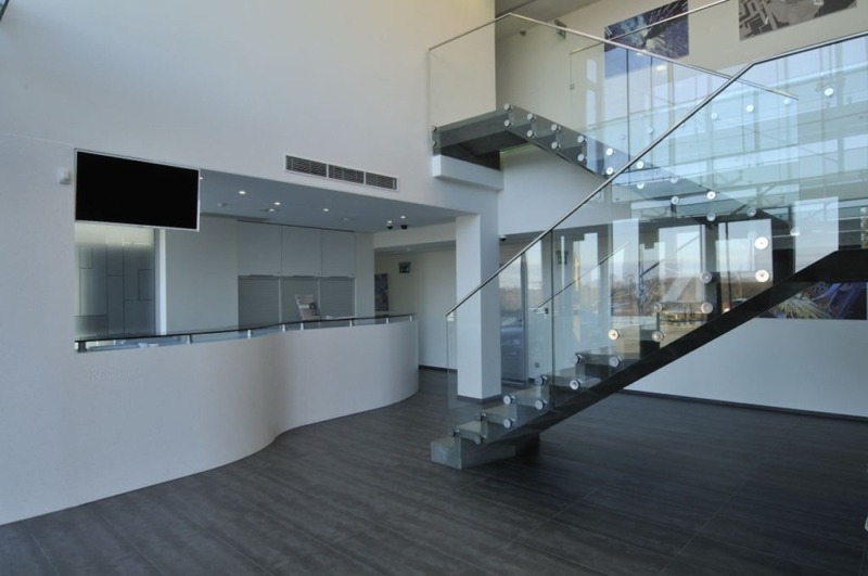 Concrete staircase with a central bearing structure