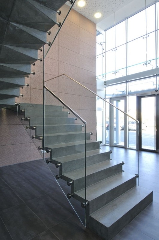 Concrete staircase with a central bearing structure