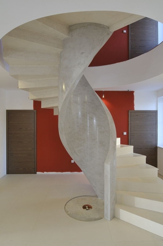 Spiral-shape concrete staircase