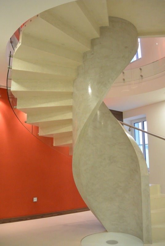 Spiral-shape concrete staircase
