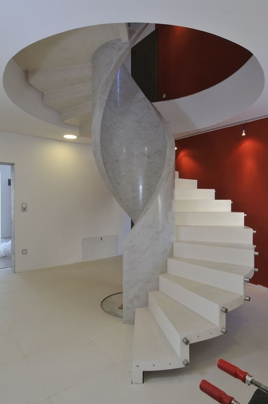 Spiral-shape concrete staircase