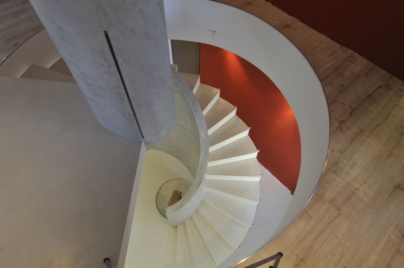 Spiral-shape concrete staircase