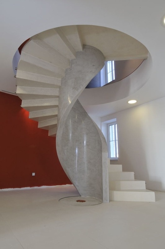 Spiral-shape concrete staircase