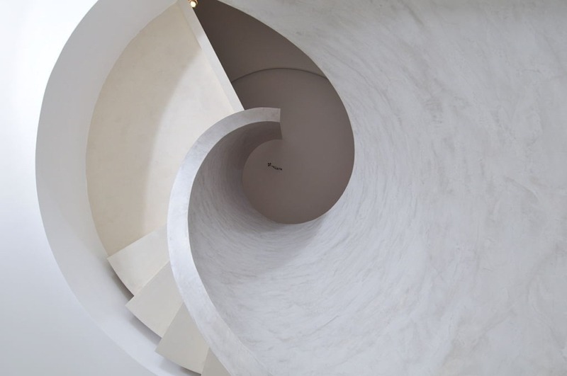 Spiral-shape concrete staircase