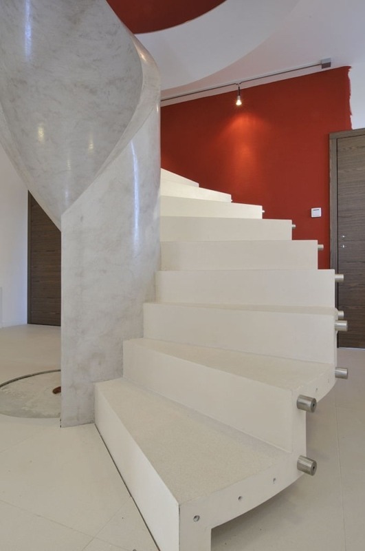 Spiral-shape concrete staircase