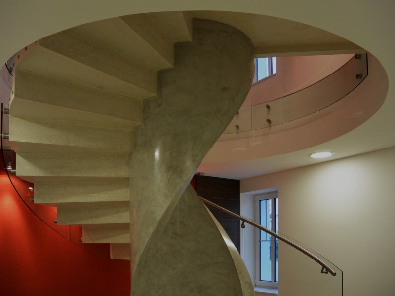 Spiral-shape concrete staircase
