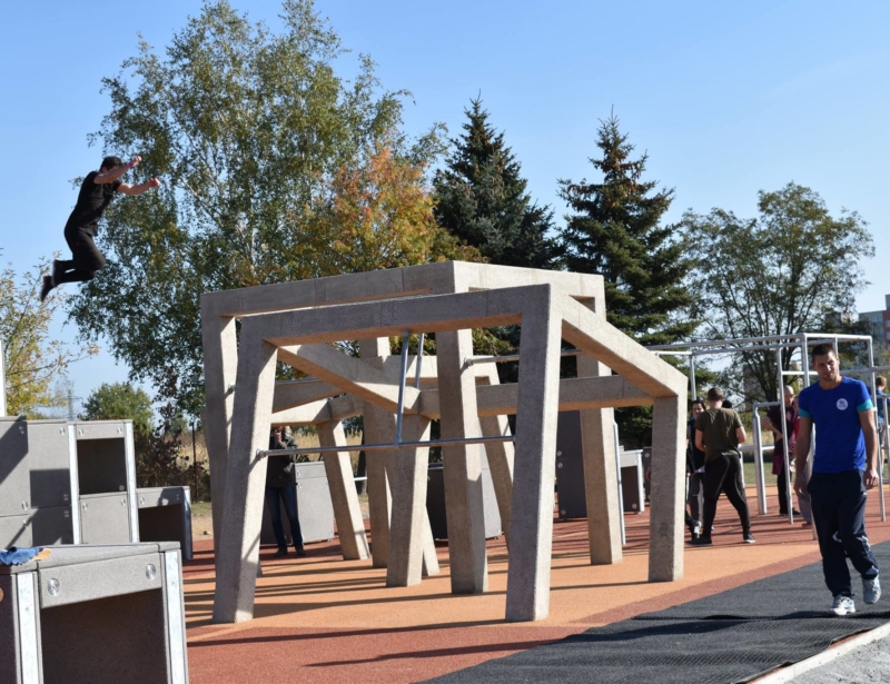 Concrete monument for the Krašovská parkour playground