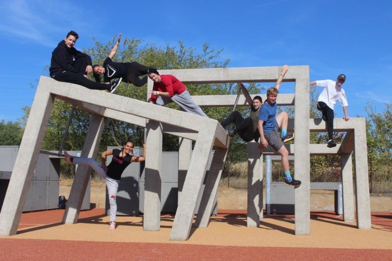 Concrete monument for the Krašovská parkour playground