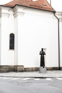 Statue of Martin Wednesday for Brno, pedestal from Švec concrete workshop