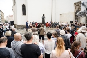 Statue of Martin Wednesday for Brno, pedestal from Švec concrete workshop