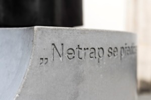 Statue of Martin Wednesday for Brno, pedestal from Švec concrete workshop